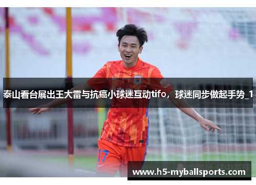 泰山看台展出王大雷与抗癌小球迷互动tifo，球迷同步做起手势_1